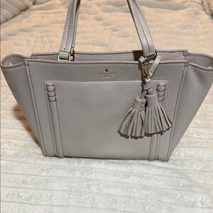 Elegant Gray Leather Tote Bag